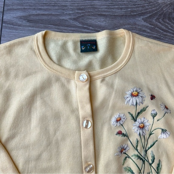Vintage Y2K Thunderbird Floral Print Soft Fleece Lining  Long Length Cardigan - Picture 5 of 16